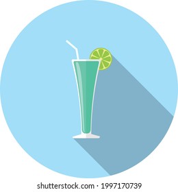 flat design vector of cocktails glasses with shadow shading, lemon juice