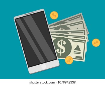 Flat design vector colored illustration concept for mobile banking and online payment isolated on bright background