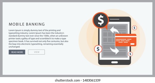 Flat design vector colored illustration concept for mobile banking and online payment