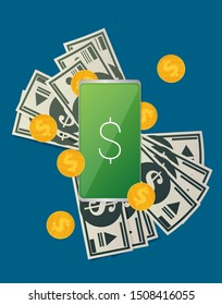 Flat design vector colored illustration concept for mobile banking and online payment isolated on bright background