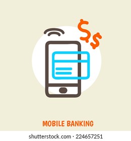 Flat design vector colored illustration concept for mobile banking and online payment isolated on bright background