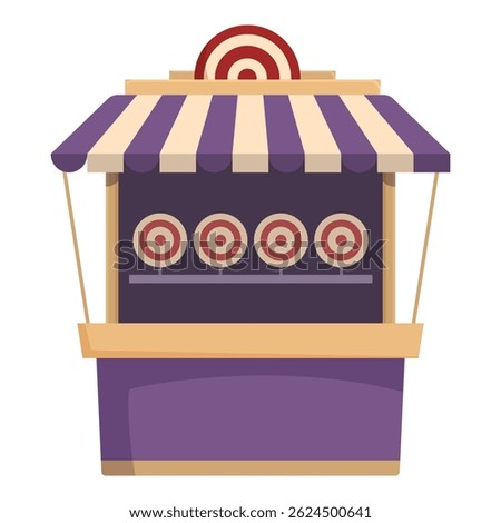 Flat design vector of a colorful cartoon shooting range carnival booth with targets