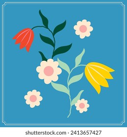 Flachdesign-Vektorgrafik bunter Blütenblume   Tapete-Hintergrund