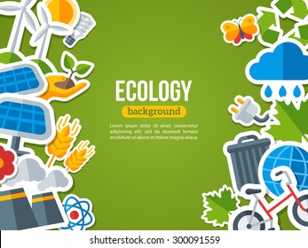 Flat Design Vector Concept for Ecology, Recycling and Green Technology. Earth Day.