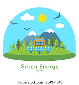 Flat design vector concept illustration of clean energy.