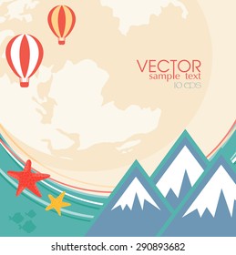 Flat design vector concept illustration with icons of travel and vacation