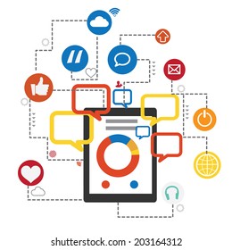 Flat design vector concept network marketing,digital marketting concept