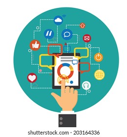 Flat design vector concept network marketing,digital marketting concept