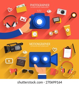 Flat design vector concept photographer and video. Vector illustrate.