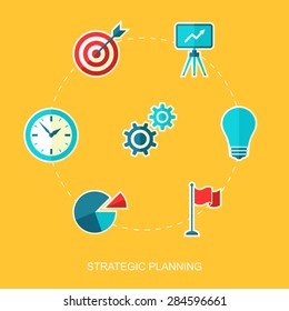 Flat design vector concepts for business, finance, strategic planning.