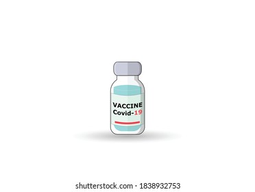Vector de diseño plano de la vacuna Coronavirus sobre fondo blanco, laboratorio médico libera nueva vacuna al paciente