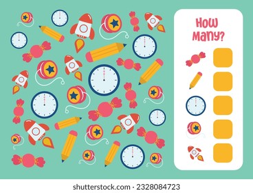 flat design vector counting for kids worsheet activity printable