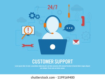 Flat design vector of customer support concept