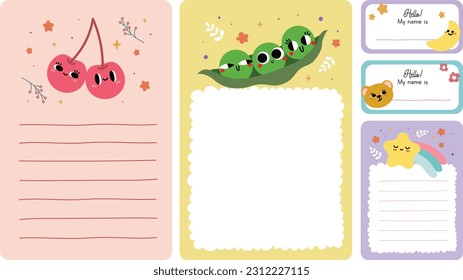 flat design vector cute colorful school label sticker