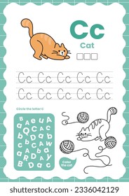 vector de diseño plano alfabeto colorido lindo aprender abc flashcard inglés imprimible para actividades infantiles