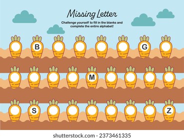 flat design vector cute colorful complete the alphabet abc printable worksheet for kids activity