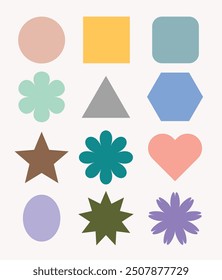 flat design vector cute colorful basic shape geometric element design