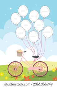 flat design vector cute coloring balloon printable worksheet for kids activity