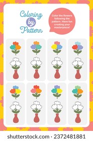 flat design vector cute coloring printable worksheet for kids activity 