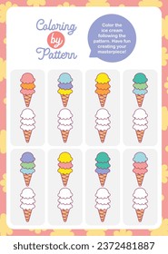 flat design vector cute coloring printable worksheet for kids activity 