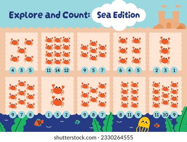 flat design vector cute counting numbers printable for kids activity