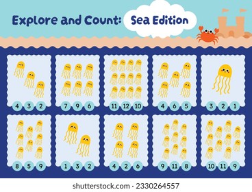 flat design vector cute counting numbers printable for kids activity