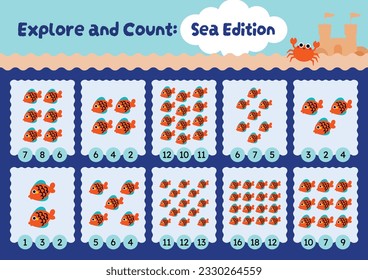 flat design vector cute counting numbers printable for kids activity