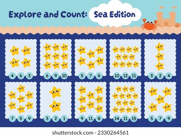 flat design vector cute counting numbers printable for kids activity