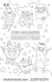 flat design vector cute halloween monster coloring trace printable kids activity