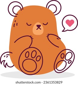 flat design vector cute kawaii bear illustration