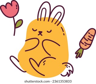 flat design vector cute kawaii rabbit illustration