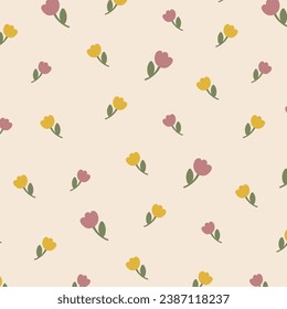 flat design vector cute kawaii girly colorful flower floral element pattern background wallpaper