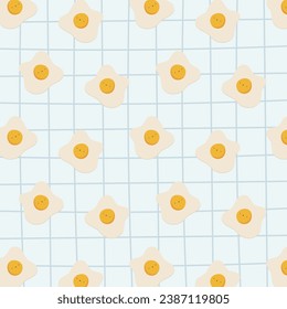 flat design vector cute kawaii egg breakfast element pattern background wallpaper