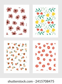 flat design vector cute kawaii colorful flower floral background pattern wallpaper