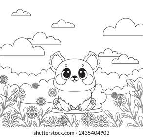 diseño plano vector lindo kawaii adorable bebé animal niños dibujo de dibujos animados personaje libro para colorear para niños diversión escolar actividad