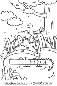 flat design vector cute kawaii animal coloring for kids printable kids school activity
