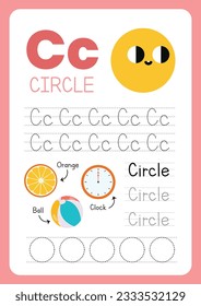 flat design vector cute shape flashcard handwriting practice printable for kids activity