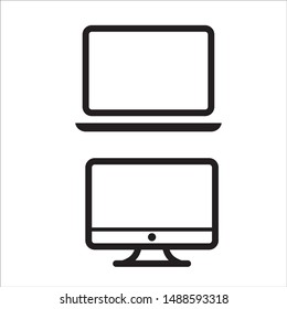 Flat design vector device icon desktop pc and laptop 