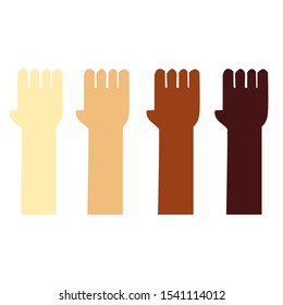 flat design vector. different color of icon hands isolated on white backgrounds color