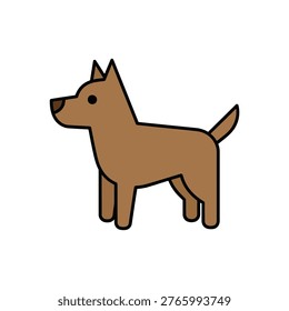 Flat design vector of a domestic dog, minimalist illustration of a loyal pet.