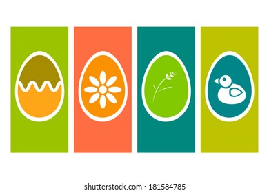 Flat design vector of easter eggs, no gradients used, no blends used, easy to edit via global swatches