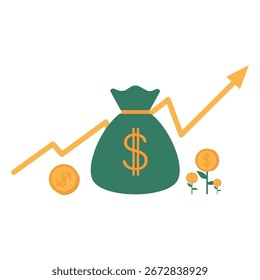Flat Design Vector of Financial Investment and Money Growth