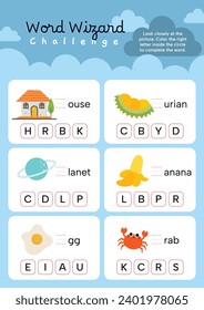 flat design vector first alphabet worksheet printable for kids education 