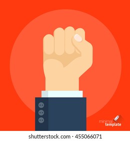 Flat design vector fist hand gesture icon for application interface, presentation and web design. Hand fist icon vector template. Clenched fist icon. Hold fist icon vector mock up.