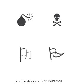 Flat design vector flag and skull icon