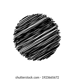 Flat Design Vector Geometric Circle Icon. Black and White Doodle Circle Shape. Sketch Design. Modern Round Object. Circles Symbol Illustration. Isolated Layered Sign. Logo Design, Business Element.