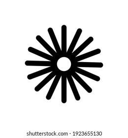 Flat Design Vector Geometric Flower Icon. Black and White Doodle Circle Shape. Modern Round Object. Circles Symbol Illustration. Isolated Sphere Layered Sign. Logo Design, Business Element.