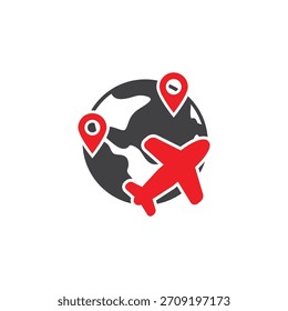 flat design vector global travel route icon.