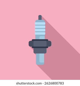 Gráfico plano del Vector del diseño de una bujía del coche, aislado en un fondo rosado pastel minimalista