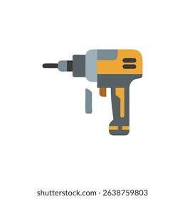 Flat design vector graphic of power drill against black